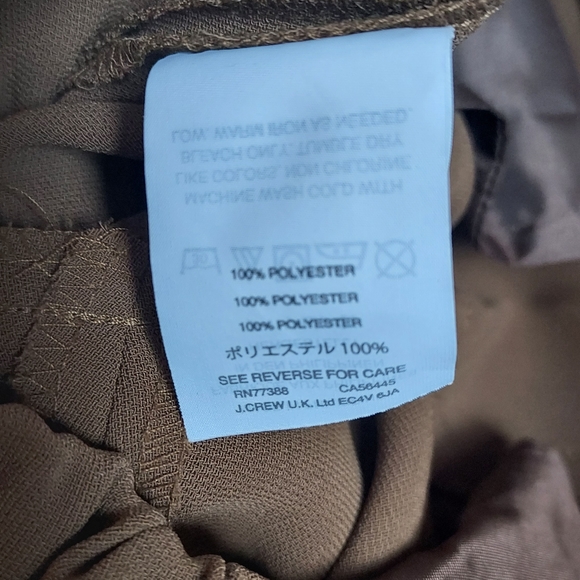 J. Crew Pants Dress Womens Size 4 Green Brown Polyester Elastic Back Pullon READ - Picture 10 of 11